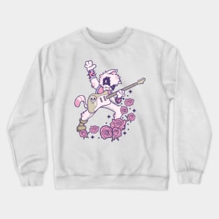 Pastel Goth Kawaii Heavy Metal Cat Guitarist Guitar Playing Crewneck Sweatshirt